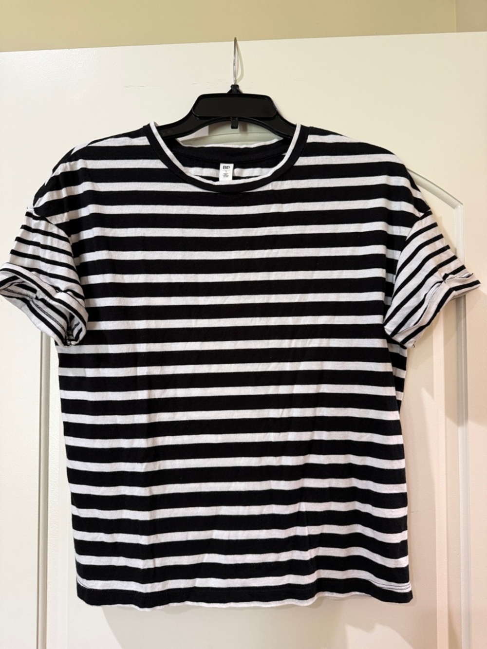 bp Black & White Striped Short Sleeve Tee